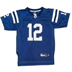 Reebok Indianapolis Colts Andrew Luck 12 Blue White Football Jersey Boys Medium